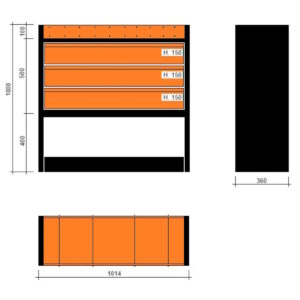 Modulo con cassetti 1014x360x1000h