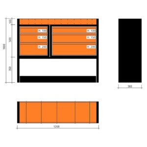 Modulo con cassetti 1268x360x1000h