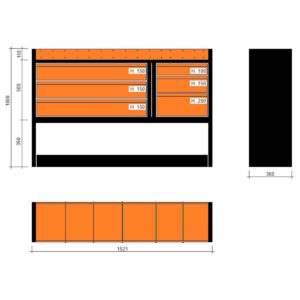 Modulo con cassetti 1521x360x1000h