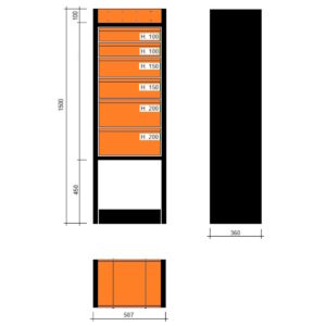 Modulo con cassetti 507x360x1500h