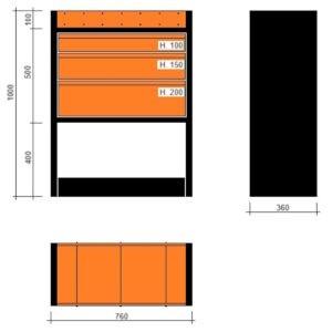 Modulo con cassetti 760x360x1000h