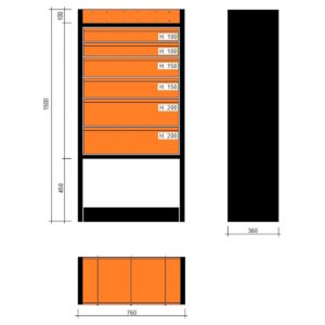 Modulo con cassetti 760x360x1500h