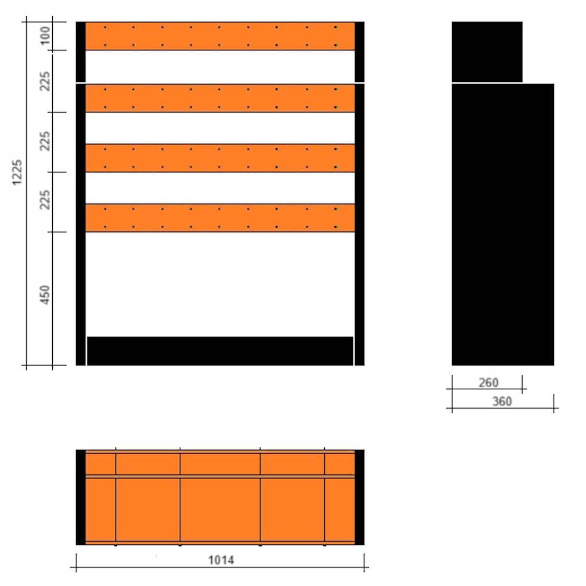 Modulo a vasche doppia profondità 1014x360x1225h