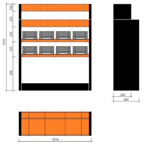 Modulo a vasche doppia profondità 1014x360x1225h