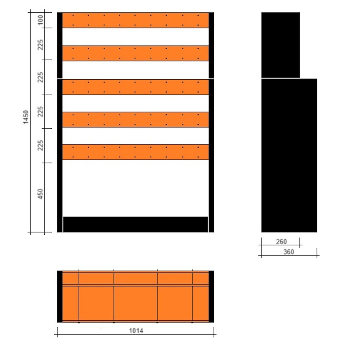Modulo a vasche doppia profondità 1014x360x1450h