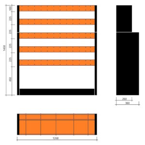 Modulo a vasche doppia profondità 1268x360x1450h