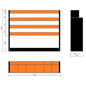 Modulo a vasche doppia profondità 1521x360x1225h