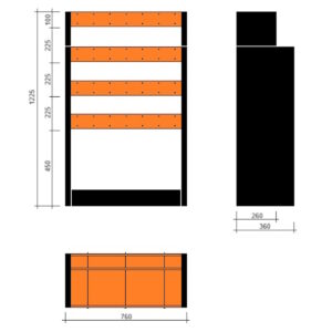 Modulo a vasche doppia profondità 760x360x1225h