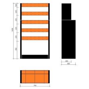 Modulo a vasche doppia profondità 760x360x1450h