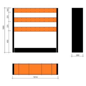 Modulo a vasche 1014x260x1000h