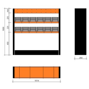 Modulo a vasche 1014x260x1000h