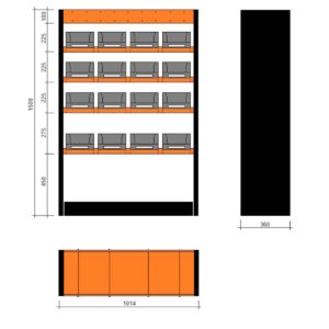Modulo a vasche 1014x360x1500h