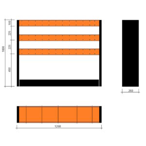 Modulo a vasche 1268x260x1000h