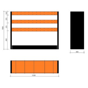 Modulo a vasche 1268x360x1000h