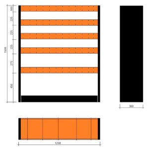 Modulo a vasche 1268x360x1500h